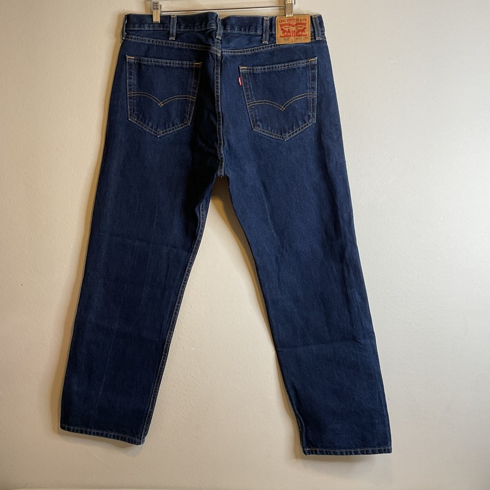 Levi's 505‎ Regular Fit Dark Wash Blue Jeans 100% Cotton Size 40x30